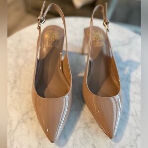 Patent Slingback Vince Camuto Pumps in Nude - Pristine Condition!
